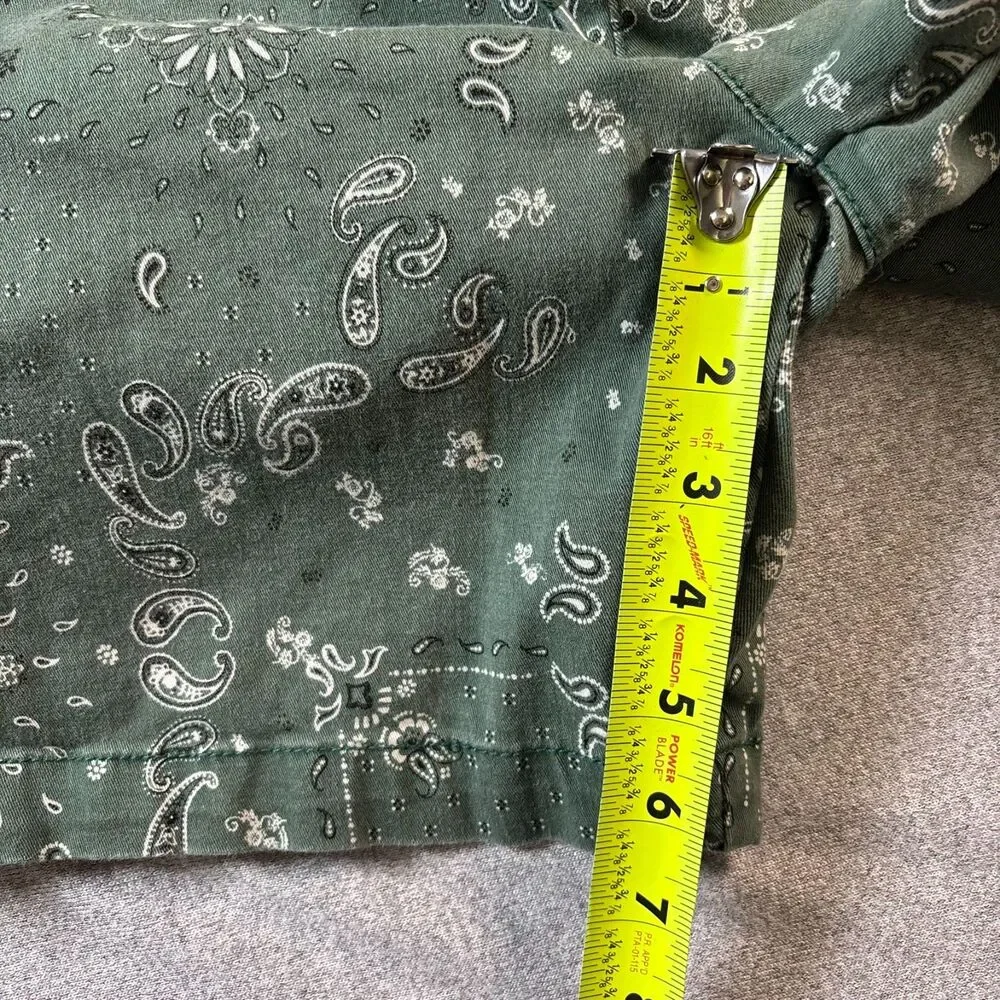 PacSun Volley Shorts Mens Small Green Paisley Bandana Drawstring Casual